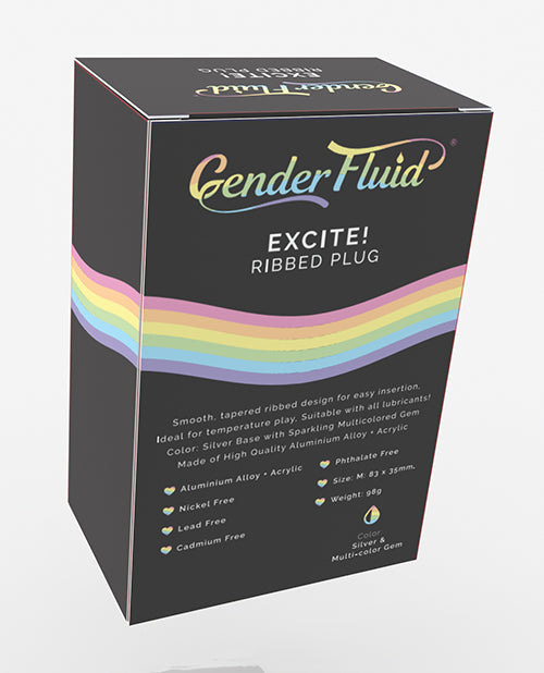 Gender Fluid Excite! Ribbed Plug - Silver