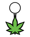 Wood Rocket Pot Leaf Keychain - Green