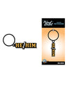 Wood Rocket He/Him Keychain - Black/Gold