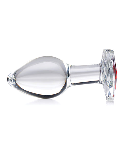 Booty Sparks Red Heart Gem Glass Anal Plug - Medium